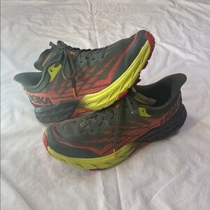 Men's Gray and Yellow Hoka Running Shoes